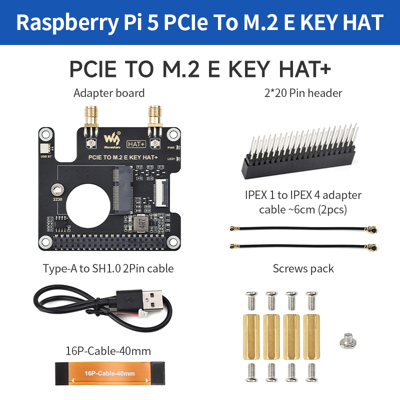 Raspberry Pi Keyboard - PCIe vers M.2 E KEY HAT