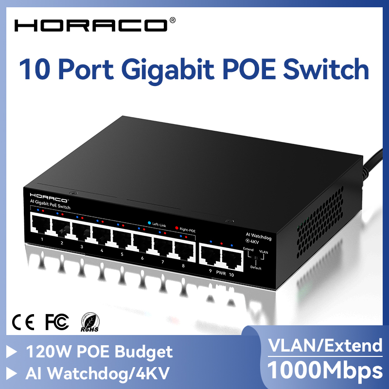 Ethernet Switch 8 Port - Commutateur PoE Gigabit 8 ports HORACO