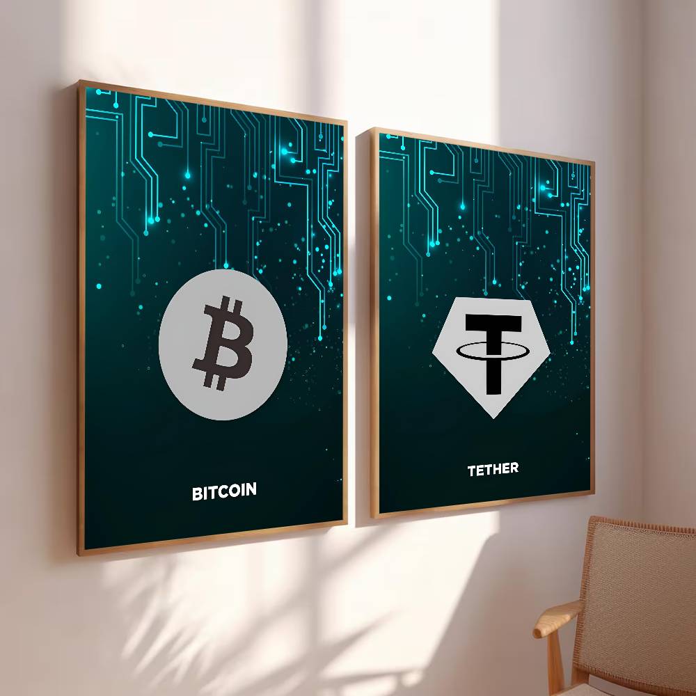 Affiche de symboles crypto de  - Tech Office Wallpaper avis et prix